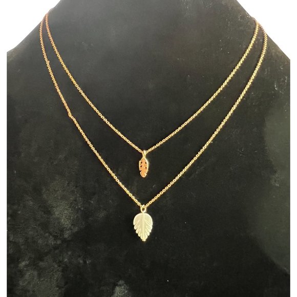 GH Bass Co Necklace Leaf Double Strand Layered Adjustable - Picture 1 of 11